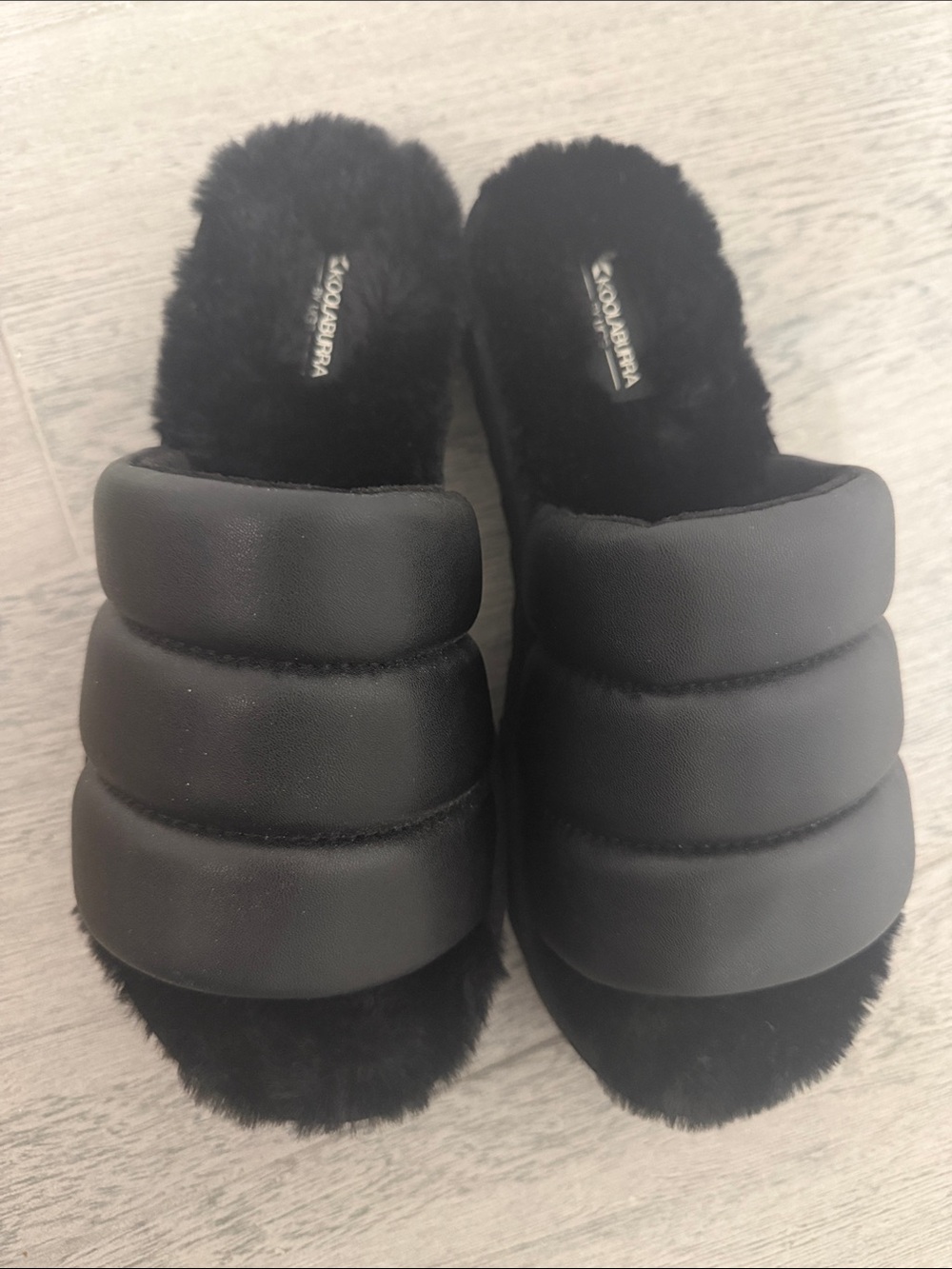 Koolaburra by Ugg Black Quilted Faux-Fur Slide